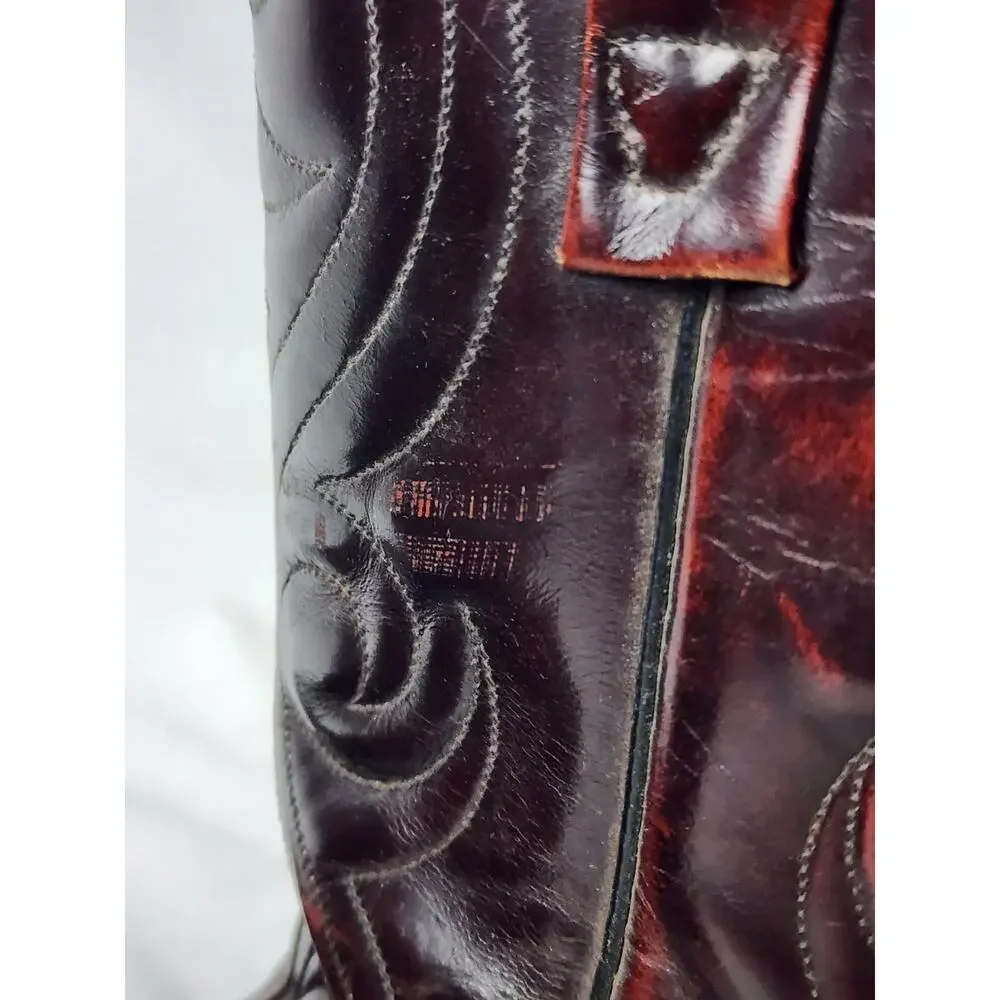 Acme Circle A Men's Size 8 E Western Brown Embroidered Leather Cowboy Boots